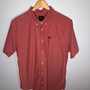 RVCA Men’s Chambray Red Button-Down Shirt | Casual Style